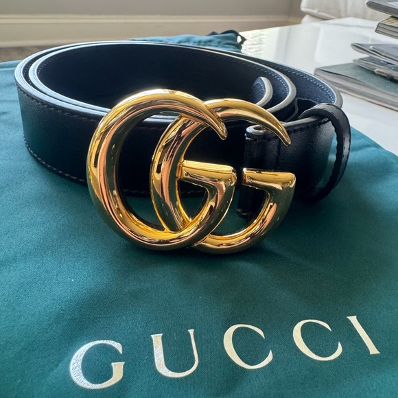 Black Gucci GG logo belt 85cm/34.5in